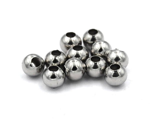 304 Stainless Steel Round Beads, 8mm -50pc Hover Image