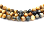 Blue/Light Golden Tigereye (AA Grade) Round 8mm -16 inch strand