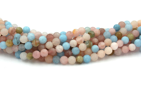 Matte Morganite Beads Strands, Round, 6mm -15.5 strand