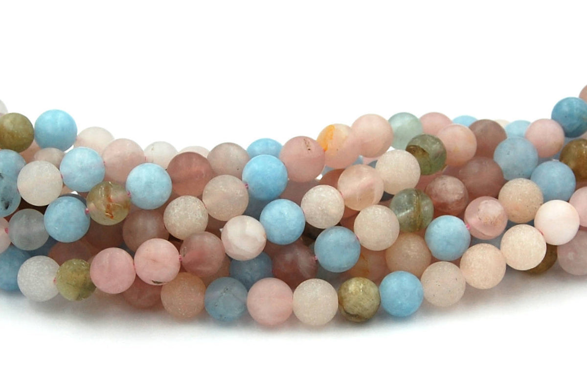Matte Morganite Beads Strands, Round, 6mm -15.5 strand