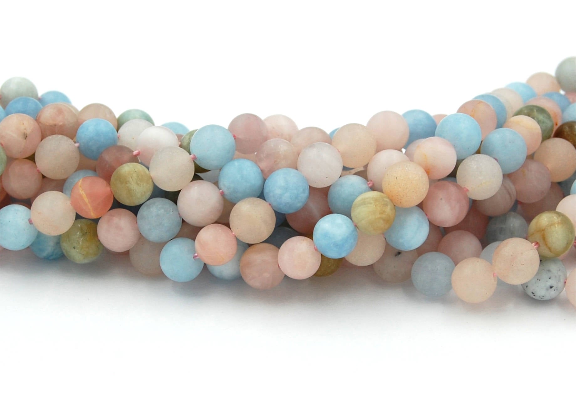 Matte Morganite Beads Strands, Round, 8mm -15.5 strand