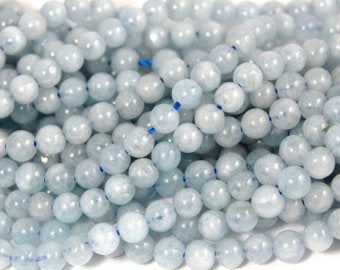 Aquamarine Beads Strands, 4mm, 6mm, 8mm, 10mm, 12mm, grade AB+, Round -15.5 strand
