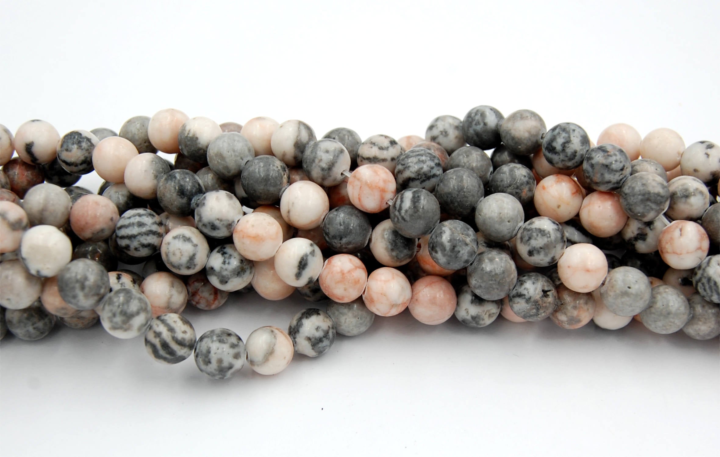 Pink Zebra Jasper 10mm Round Beads -15 inch strand