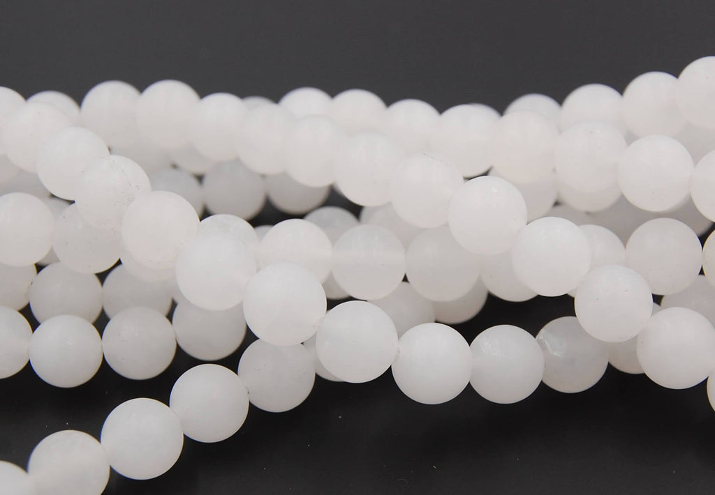 10mm Matte White Jade Round Beads -15 inch strand
