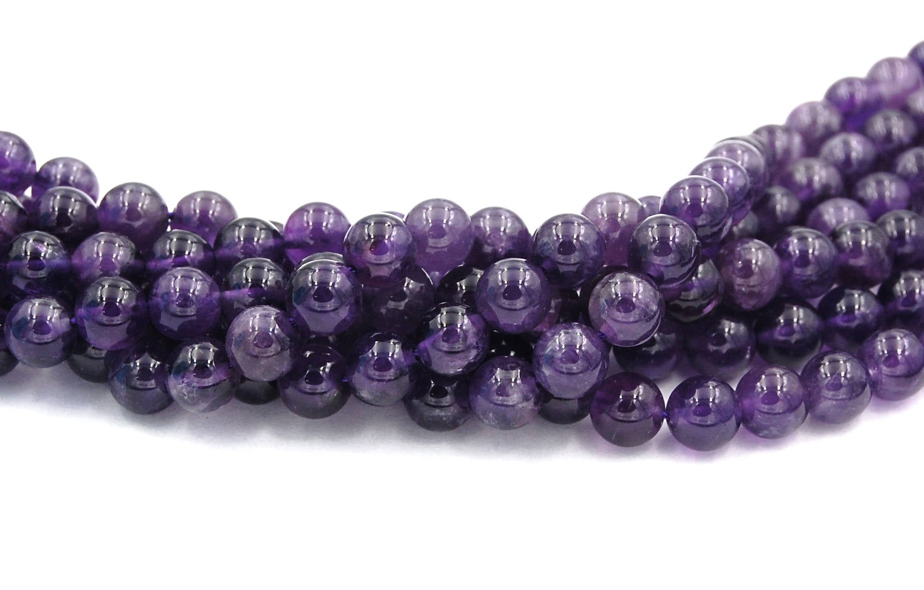 Amethyst Beads, 8mm natural AB round beads  -15.5 inch strand