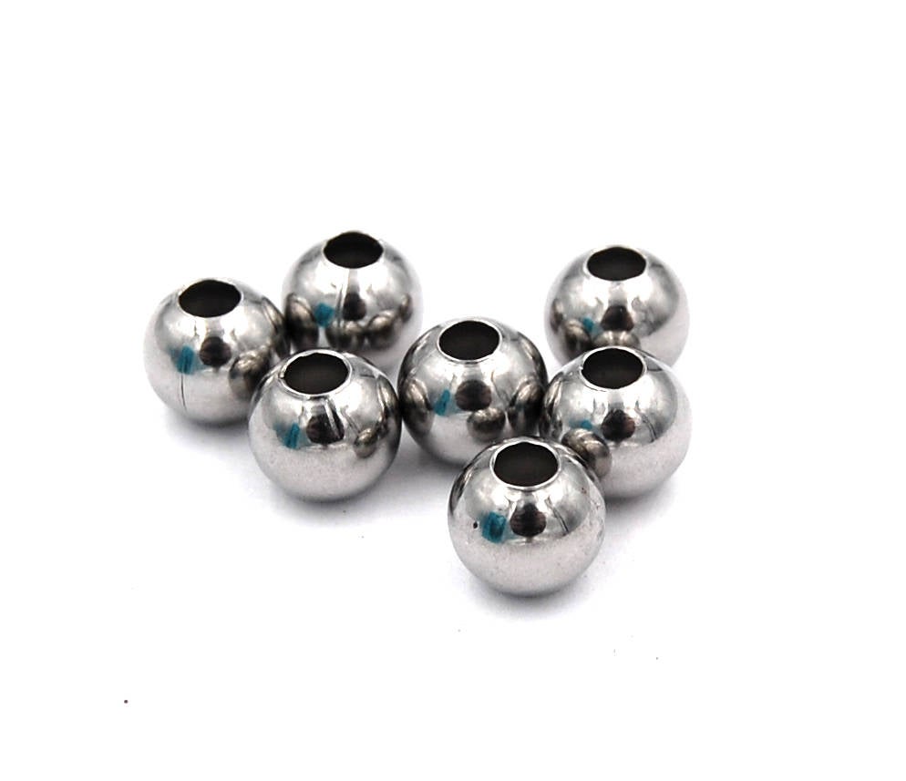 304 Stainless Steel Round Beads, 8mm -50pc