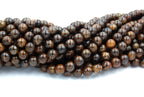 Bronzite 4mm, 6mm, 8mm, 10mm, 12mm Round Beads -15 inch strand