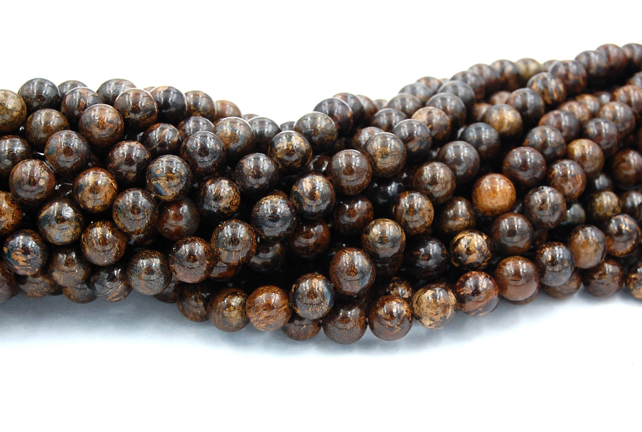 Bronzite 4mm, 6mm, 8mm, 10mm, 12mm Round Beads -15 inch strand