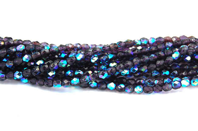 Tanzanite Purple AB Crystal Czech Glass Bead 4mm Round - 50 Pc Main Image