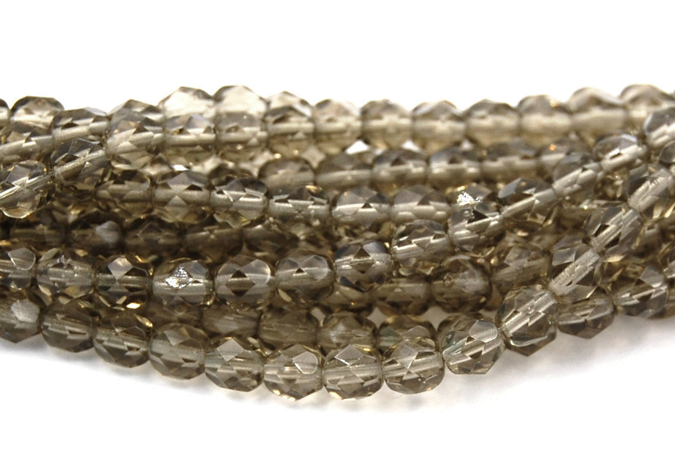 Czech Glass Beads, 6mm Faceted, Fire Polished in Black Diamond -25