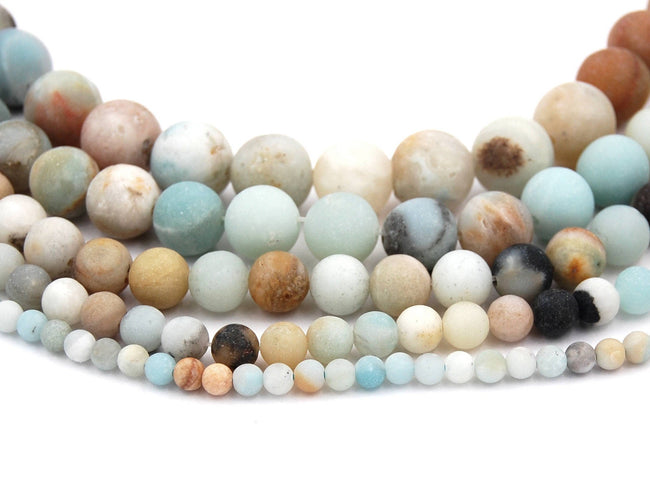 MATTE Amazonite 4mm, 6mm, 8mm, 10mm, 12mm frosted Round loose Beads -Full strand Hover Image