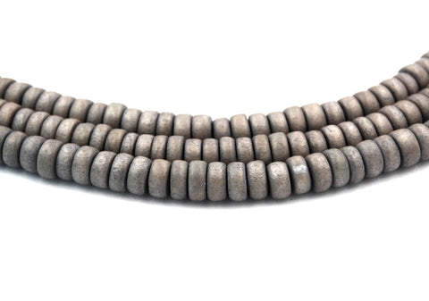 8x4mm Gray Wash Wood Rondelle Beads -16 inch strand