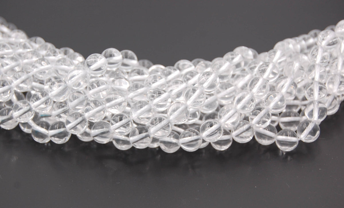 8mm Natural Clear Crystal Quartz (A grade) Round Beads  -15 inch strand