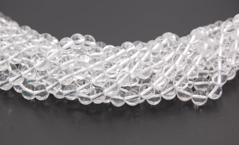 6mm Natural Clear Crystal Quartz (A grade) Round Beads  -15 inch strand