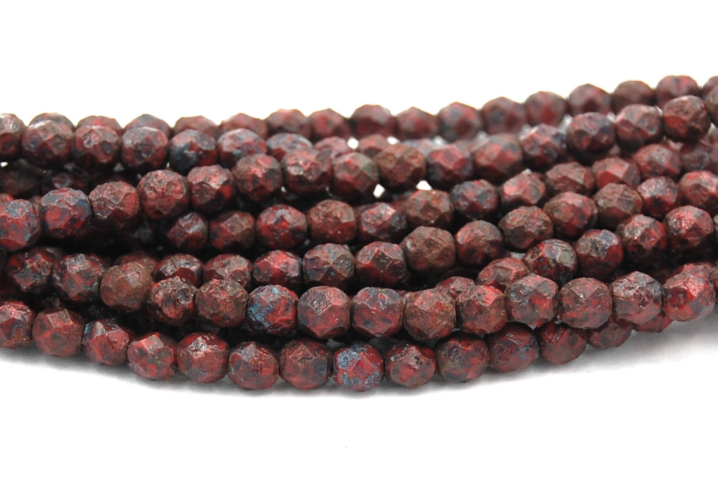 Czech Bead Firepolish 6mm Opaque Red Stone Picasso  - 25 Pieces