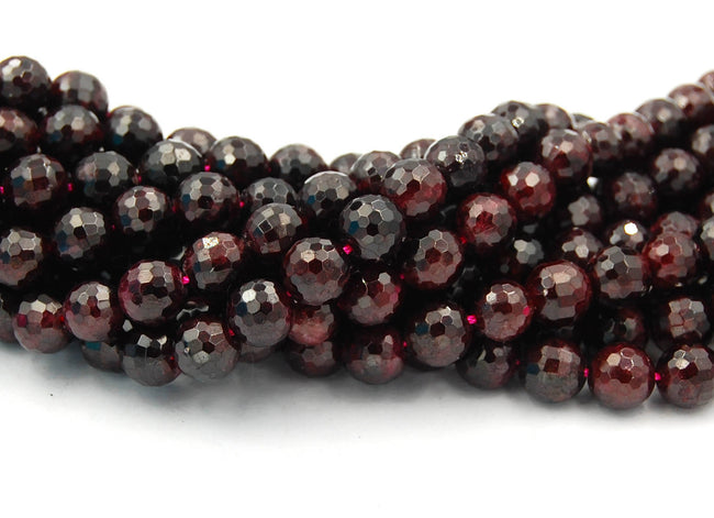 Garnet Beads, 6mm (A grade) faceted round beads  -15 inch strand Hover Image