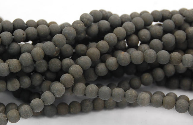 4mm Matte Pyrite Round Frosted Pyrite Beads  -15.5 Main Image