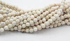 6mm Golden Matrix Creamy White Magnesite Faceted Round Beads -15.5 inch strand
