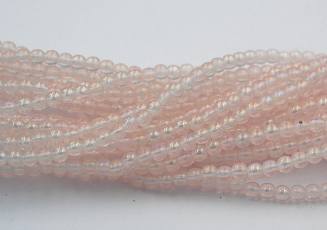 Rosaline Pink Luster 4mm round czech beads  - 100 Czech Beads Main Image