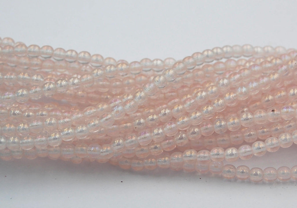 Rosaline Pink Luster 4mm round czech beads  - 100 Czech Beads