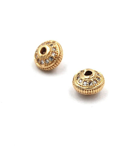 Clear Crystal Gold Cubic Zirconia Rondelle, 7x5mm