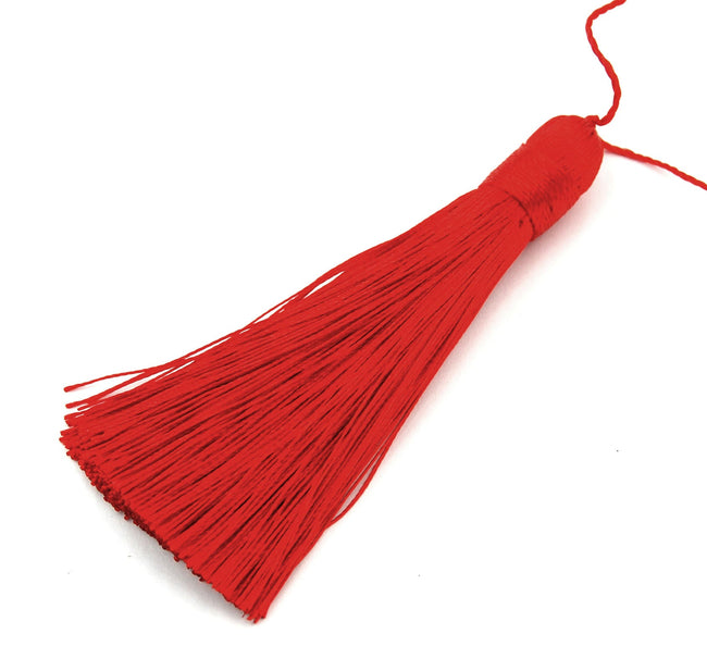 Red Tassel - 3&quot; Long Nylon Jewelry Tassel - 2pc Hover Image