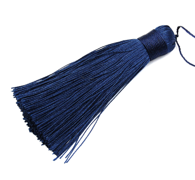 Dark Blue Tassel - 3&quot; Long Nylon Jewelry Tassel - 2pc Hover Image