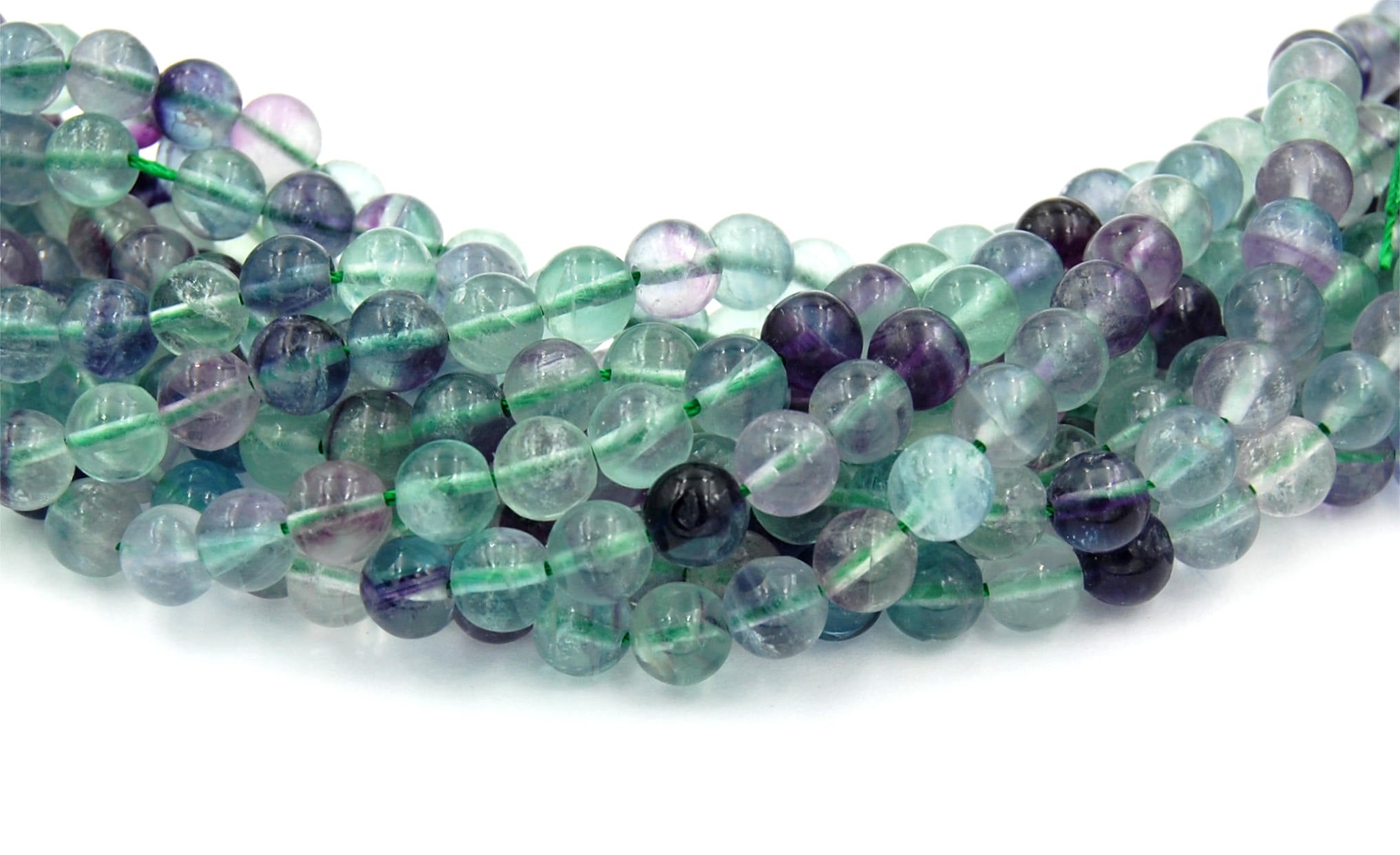 Fluorite -8mm Rainbow Fluorite Round (AB grade) Beads-  15.5 inch strand