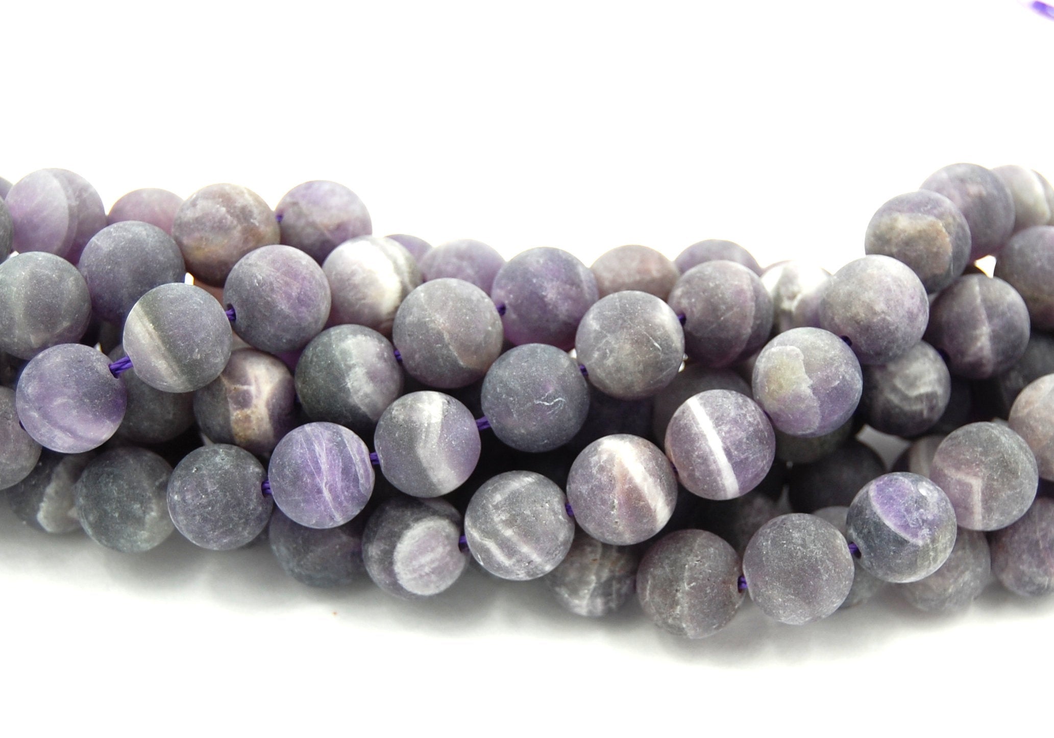 Matte Amethyst Beads, 10mm natural round Frosted beads  -15.5 inch strand