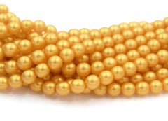 Sueded Gold Lamé Czech Glass Bead 8mm Round  - 25 Pc