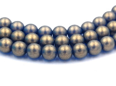 Czech Glass 8mm Round Metallic Suede Light Capri Blue Druk Beads -25 Czech Beads
