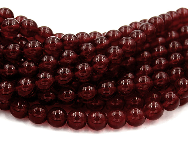 Czech Glass 6mm Dark Garnet Red Round smooth Druk Beads -50 Main Image