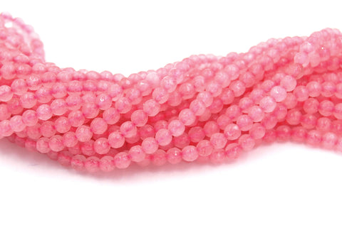 4mm Pink Jade Faceted Round  -15 inch strand