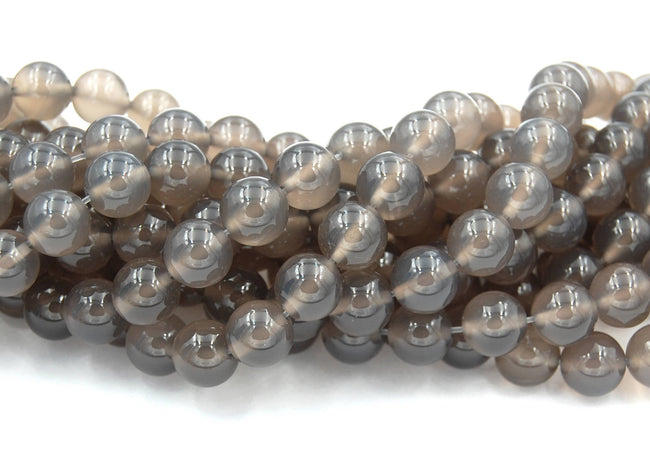8mm Dove Gray Agate Round  -15 inch strand Hover Image