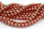 Czech Glass 8mm Round Sueded Gold Ruby Druk Beads -25 Czech Beads