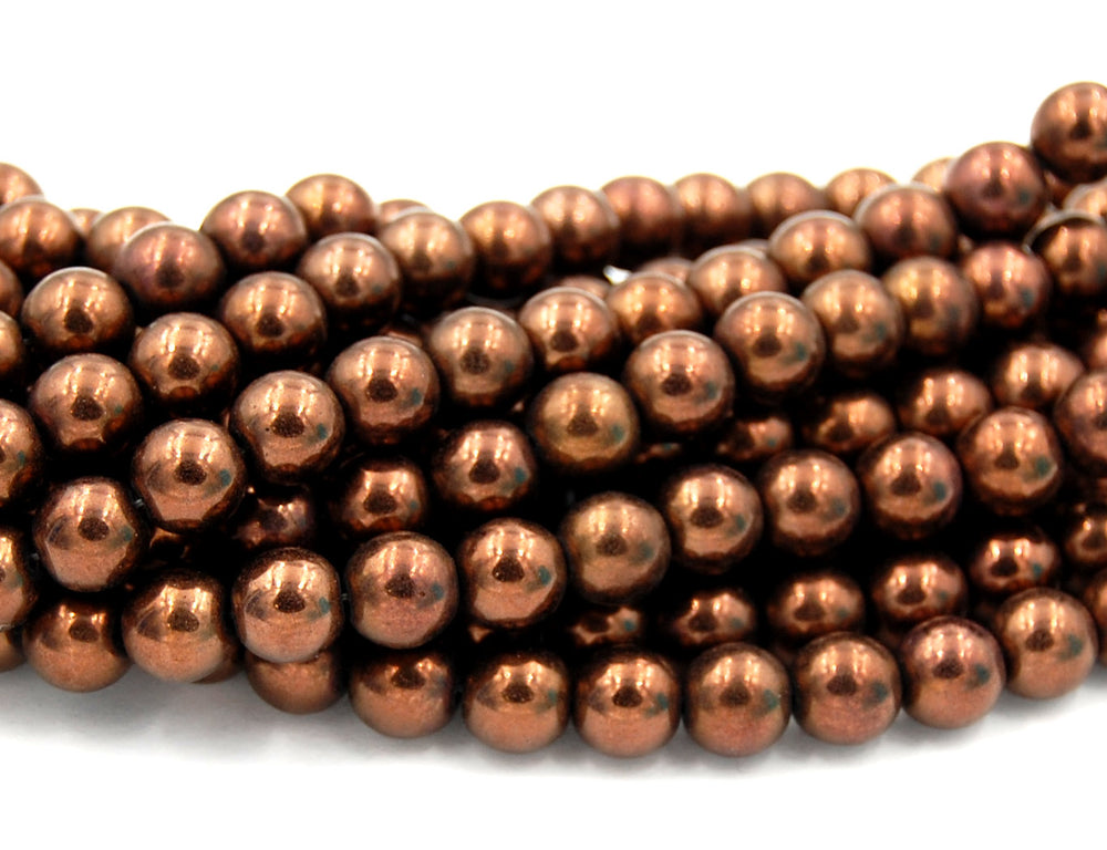 Czech Glass 8mm Round Dark Bronze  Druk Beads -25 Czech Beads