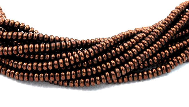 4mm Czech Glass Metallic Dark Bronze Rondelle Bead  -100 Main Image