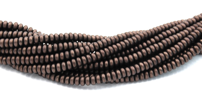 4mm Czech Glass Matte Metallic Dark Bronze Rondelle Bead  -100 Main Image