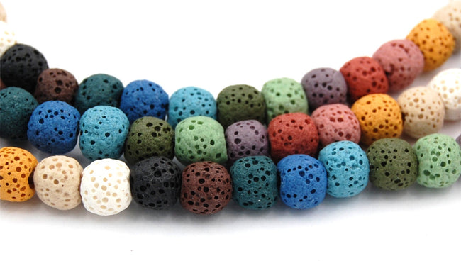 Multicolor Lava Rock Round 6mm  Lava Stone Beads -15.5 inch Hover Image