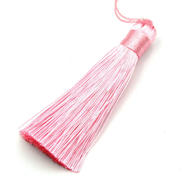 Pink Tassel - 3&quot; Long Nylon Jewelry Tassel - 2pc Hover Image