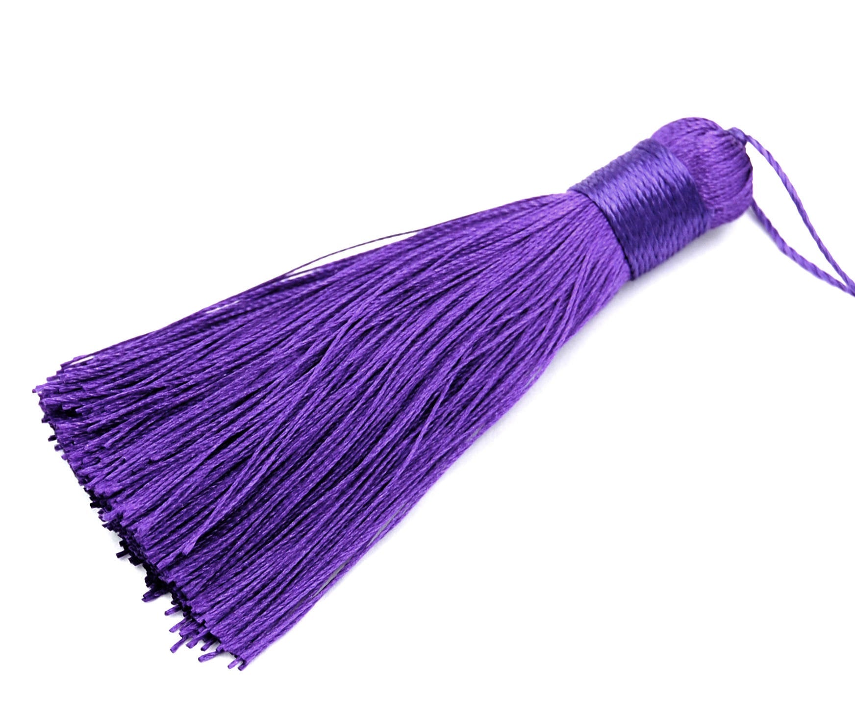 Purple Tassel - 3&quot; Long Nylon Jewelry Tassel - 2pc