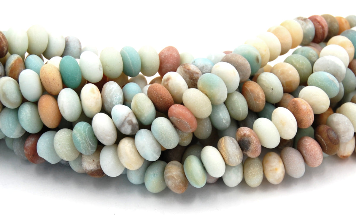 6x10mm Amazonite Matte Rondelle Beads -15.5 inch strand