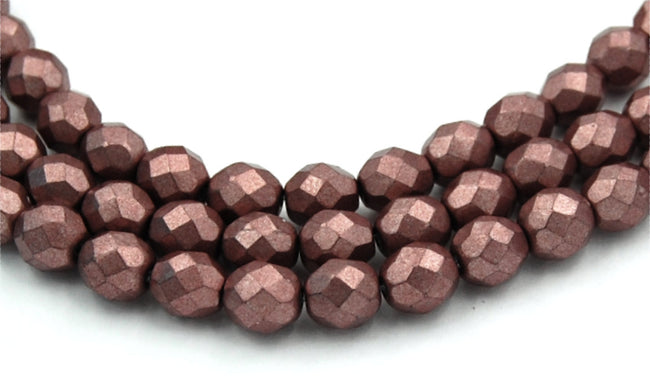 8mm Saturated Metallic Butterum Czech Glass Faceted Bead  -25 czech beads Main Image