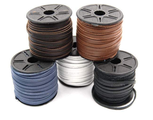 Deertan Lace 1/8 Inch (3mm) Chocolate Black Blue White Saddle Brown Genuine Leather -4ft pk Hover Image