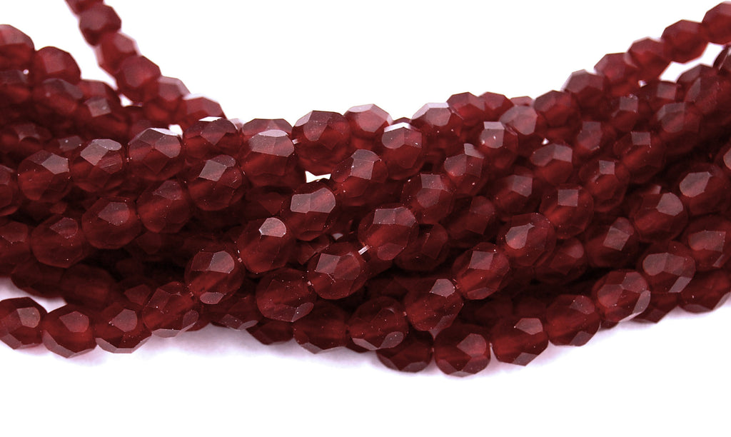 Matte Ruby Crystal Czech Glass Bead 6mm Round - 25 Pc