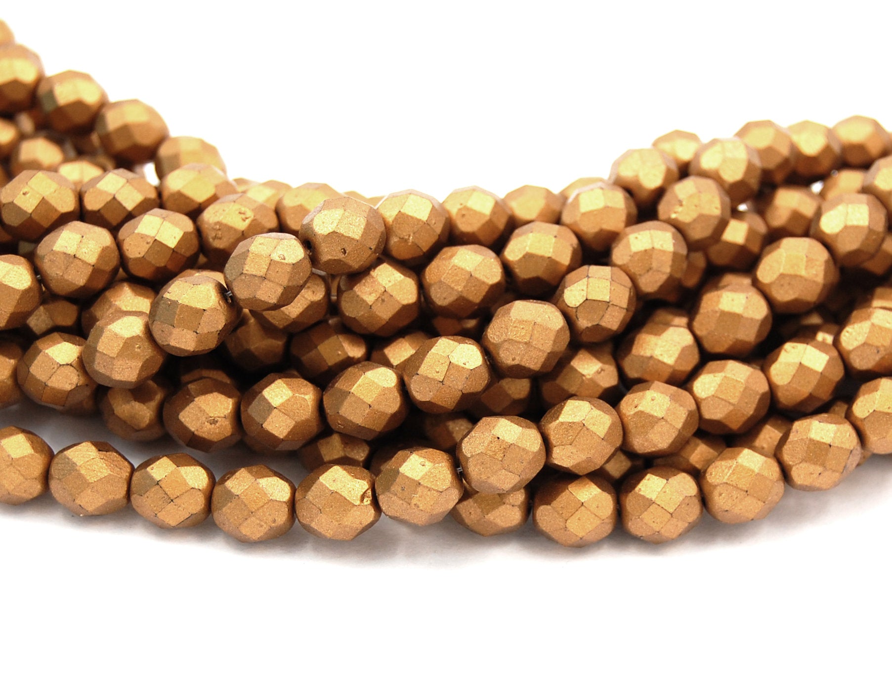 Metallic Goldenrod Czech Glass Matte 8mm Beads -25pc