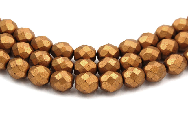 Metallic Goldenrod Czech Glass Matte 8mm Beads -25pc Hover Image