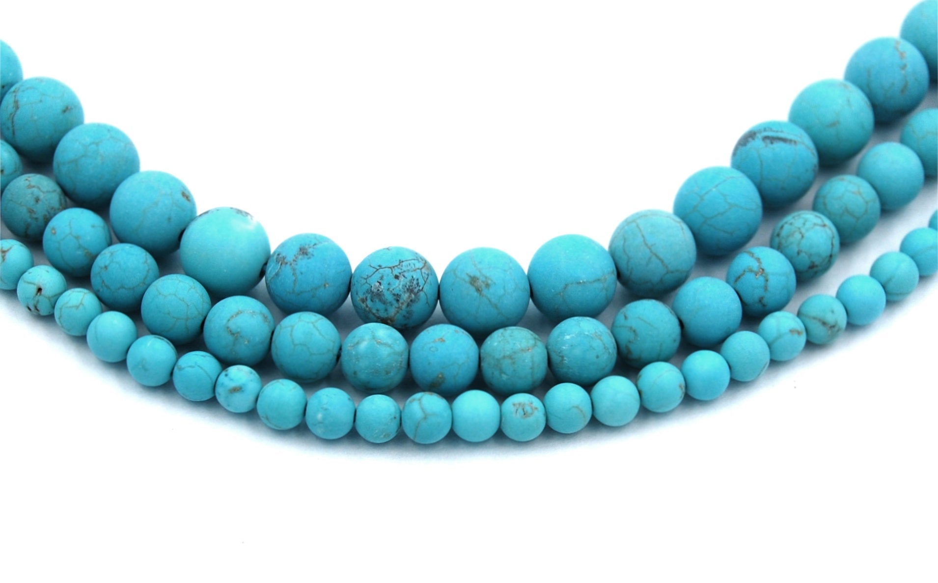 Matte Turquoise Howlite 4mm, 6mm, 8mm, 10mm, 12mm Round Beads -15 inch strand