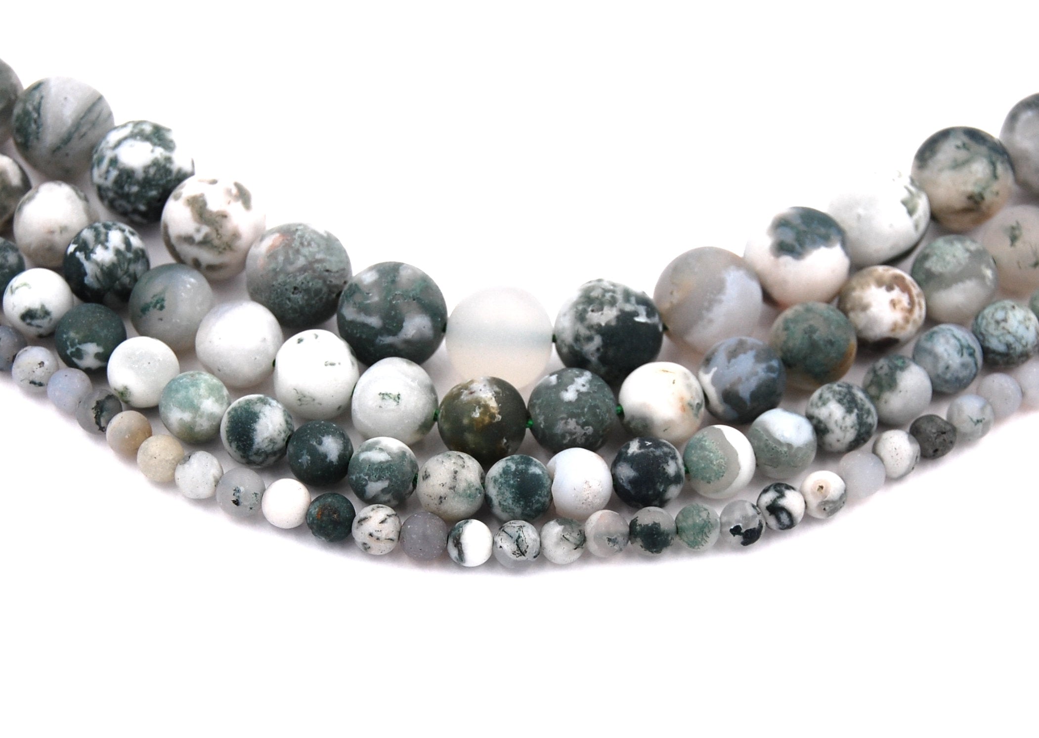 Matte Tree Agate 4mm, 6mm, 8mm, 10mm, 12mm Round Beads -15 inch strand