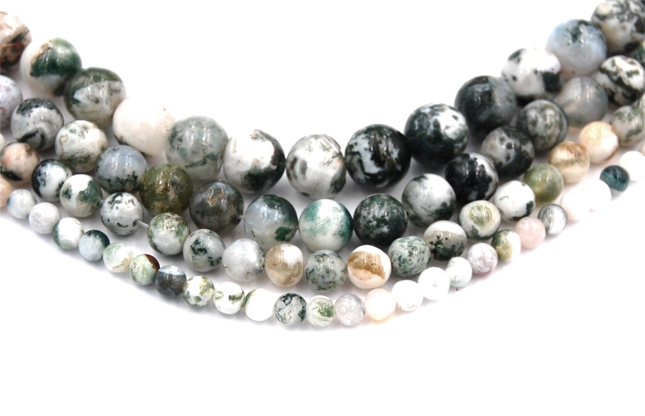 Tree Agate 4mm, 6mm, 8mm, 10mm, 12mm Round Beads -15 inch strand